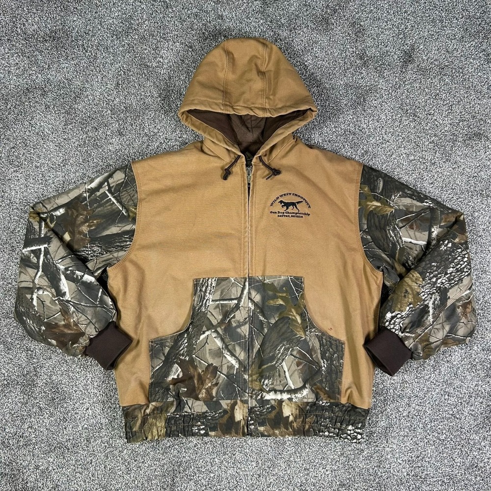 Redhead Wild West Shootout Embroidery Hooded Camo Full Zip Jacket Mens Large
